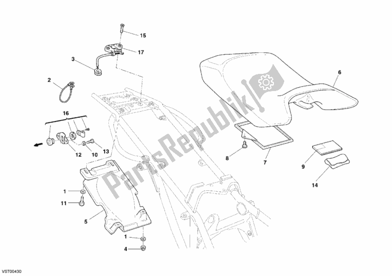 Toutes les pièces pour le Siège du Ducati Monster S2R 800 Dark USA 2006